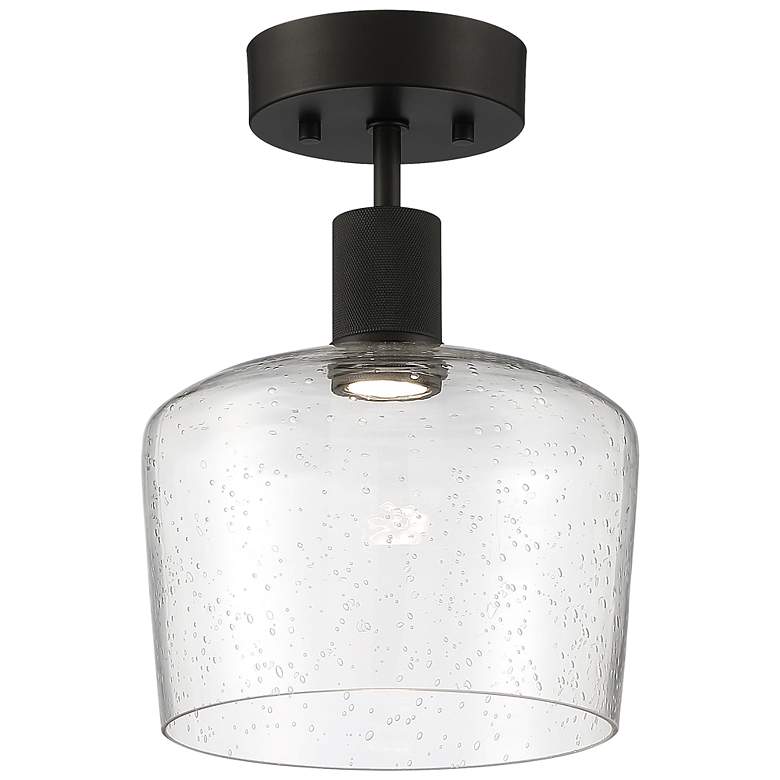 Image 1 Access Port Nine 9" Matte Black Seeded Glass LED Ceiling Light