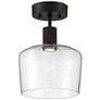 1_Access Port Nine 9" Matte Black Seeded Glass LED Ceiling Light