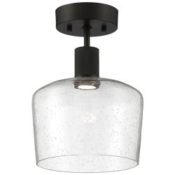 Access Port Nine 9" Matte Black Seeded Glass LED Ceiling Light