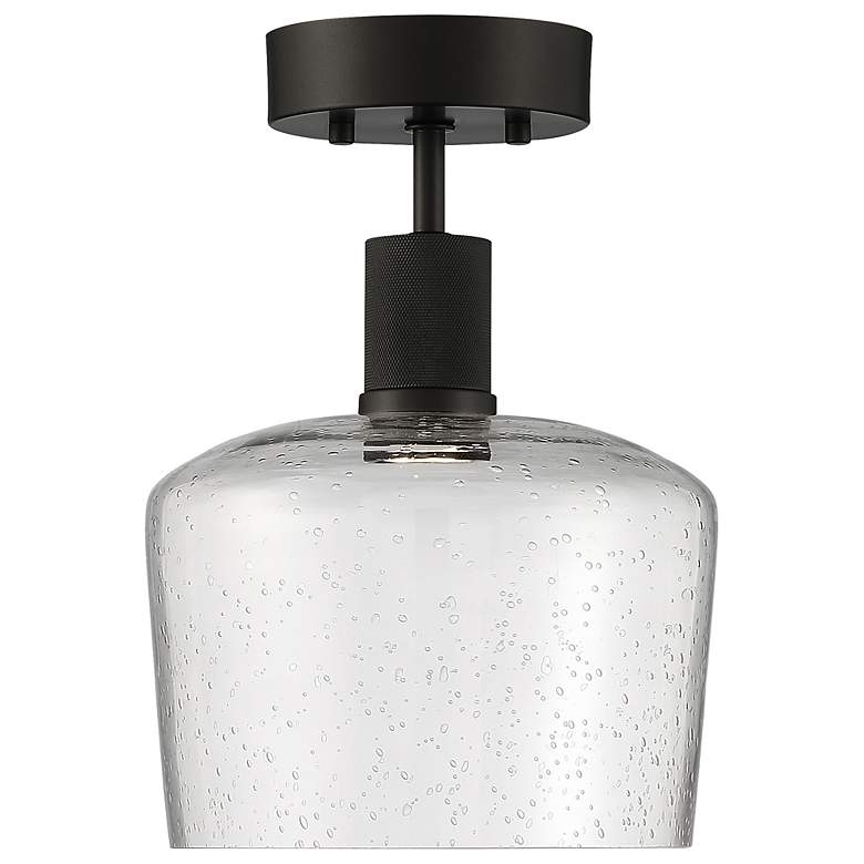 Image 2 Access Port Nine 9" Matte Black Seeded Glass LED Ceiling Light more views