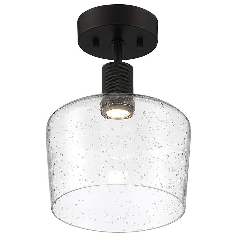 Image 3 Access Port Nine 9" Matte Black Seeded Glass LED Ceiling Light more views