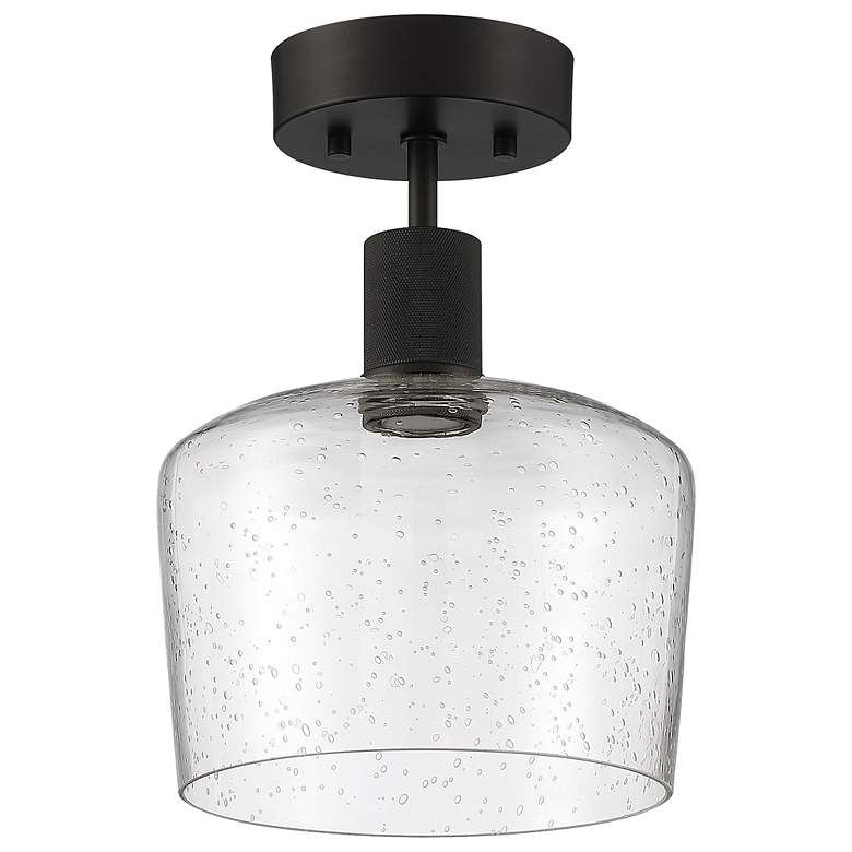 Image 4 Access Port Nine 9" Matte Black Seeded Glass LED Ceiling Light more views
