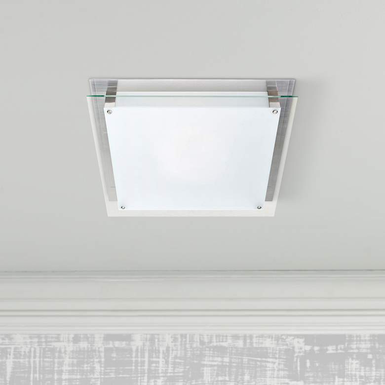 Image 1 Access Vision 11 4/5 inch Wide Brushed Steel LED Ceiling Light