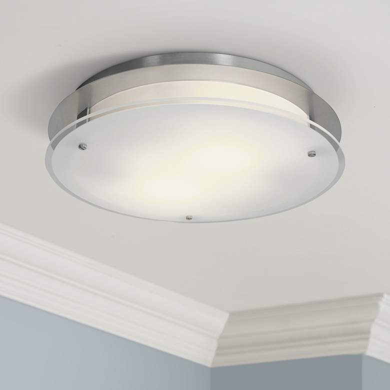Image 1 Access Vision Round 14 inch Wide Brushed Steel Ceiling Light
