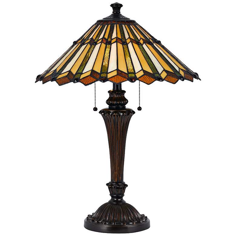 Image 1 Accordion Shade 2-Light Tiffany Style Table Lamp