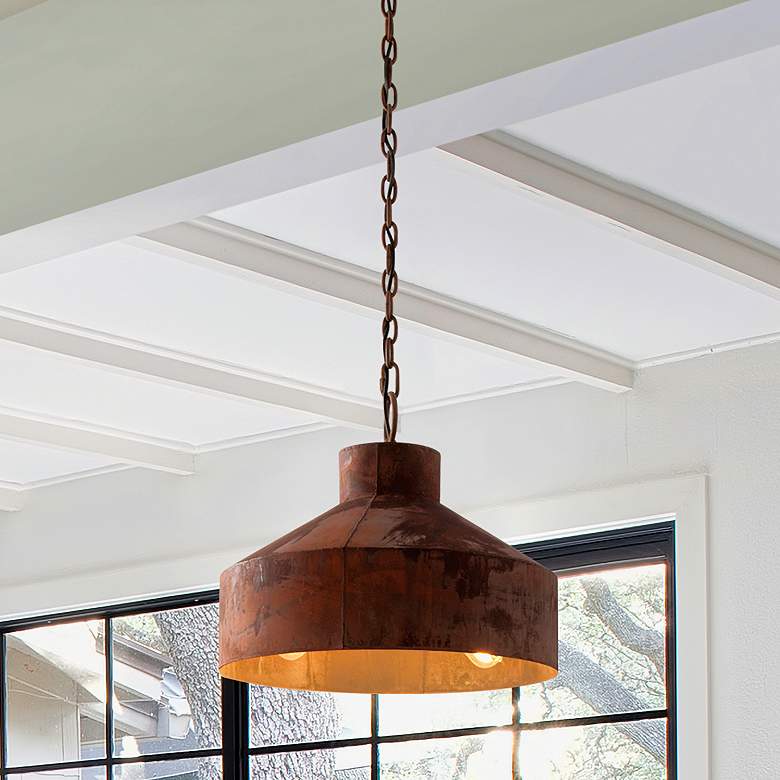Image 1 Ace 27 3/4"W Textured Bronze and Brushed Brass Chandelier