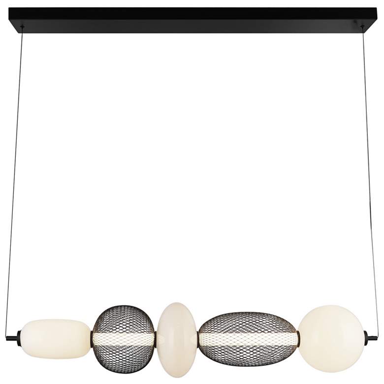 Image 1 Ace 43.9" Wide Black Island-Light w/ White Opal, Mesh Black Shade