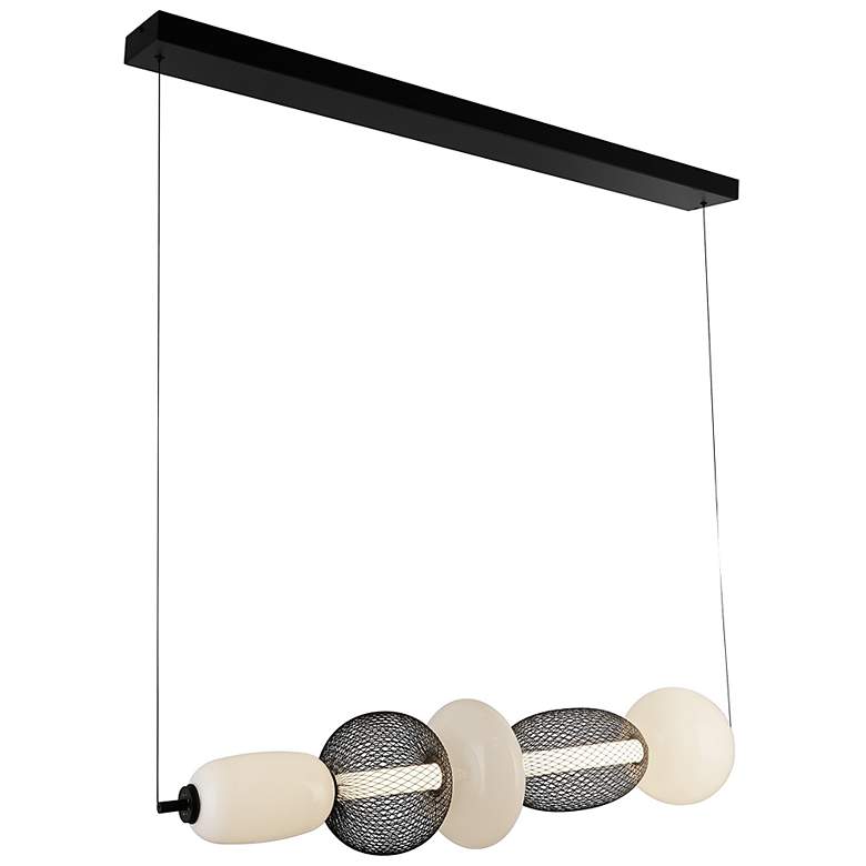 Image 2 Ace 43.9" Wide Black Island-Light w/ White Opal, Mesh Black Shade more views