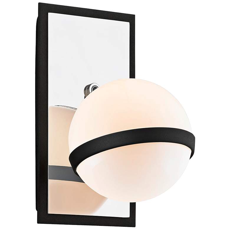 Ace 9&quot; High Carbide Black Wall Sconce with Gloss Opal Shade