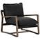 Ace Mid-Century Umber Black Leather and Oak Chair