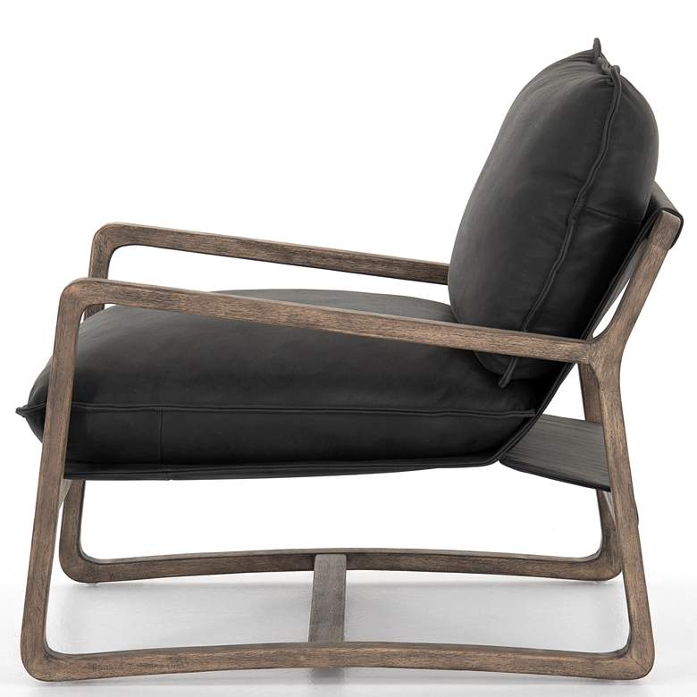 Ace Mid-Century Umber Black Leather and Oak Chair more views