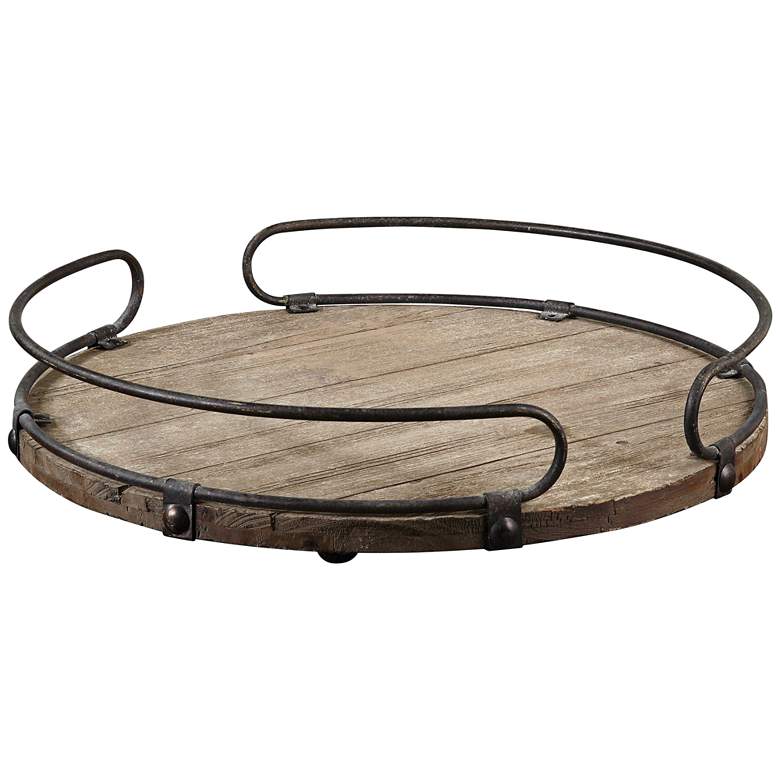 Image 1 Acela 20 inch Wide Fir Wood and Metal Rustic Tray