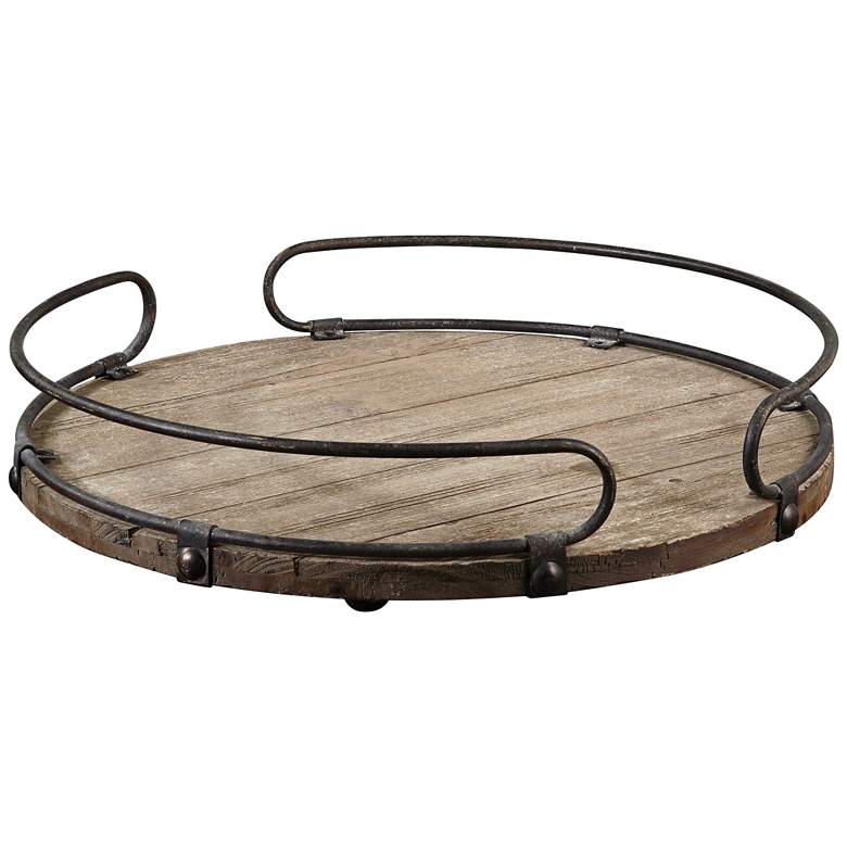 Image 1 Acela 20" Wide Fir Wood and Metal Rustic Tray
