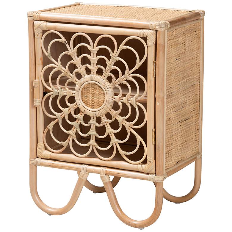 Image 2 Acelin 19 3/4 inch Wide Natural Brown Rattan 1-Door Nightstand