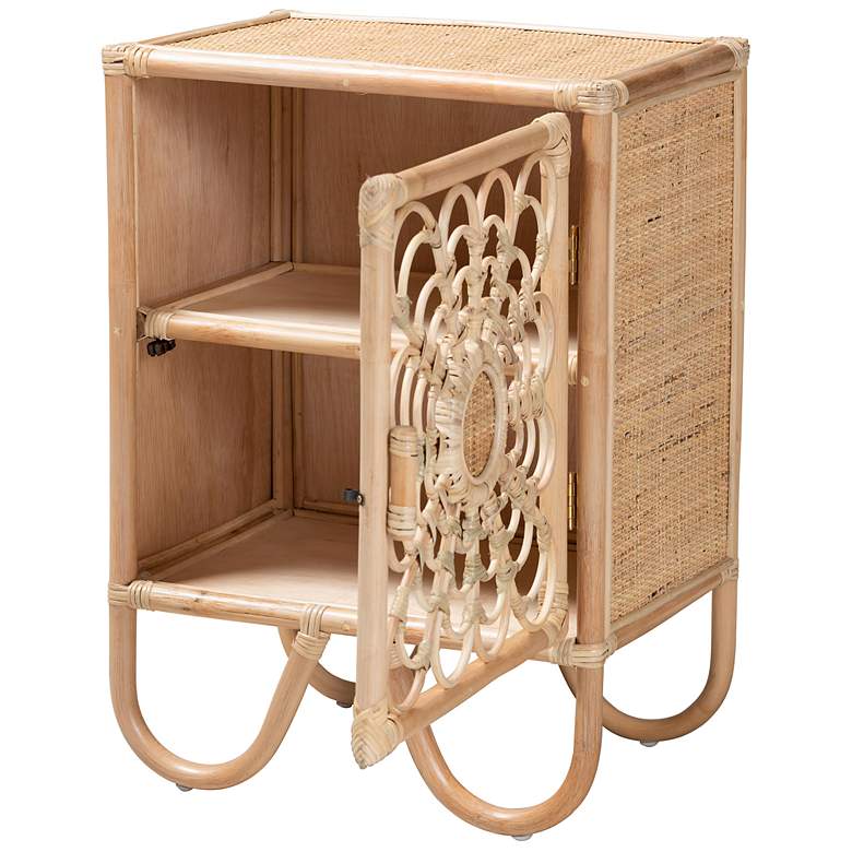 Image 6 Acelin 19 3/4" Wide Natural Brown Rattan 1-Door Nightstand more views
