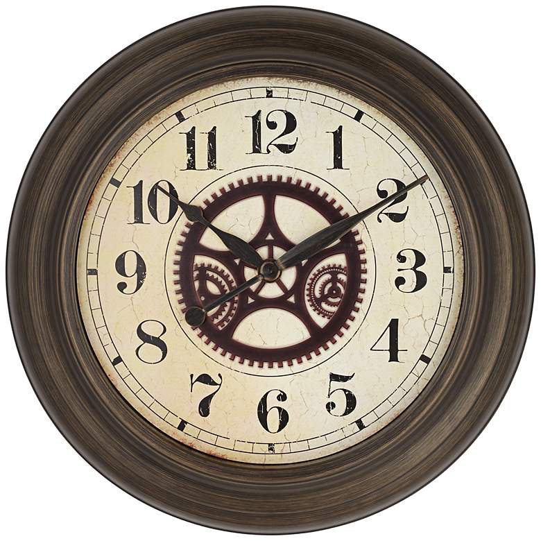 Image 1 Ackerson 24 1/2 inch Round Metal Wall Clock With Gears