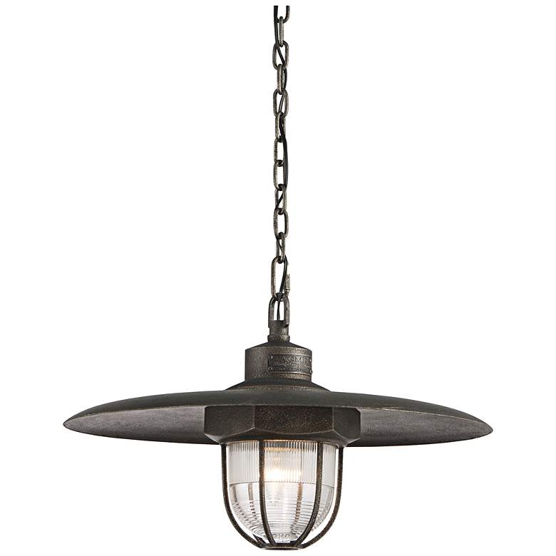 Image 2 Acme 22" Wide Pressed Glass 1-Light Aged Silver Pendant