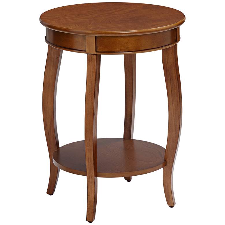 Image 2 Acme Furniture Aberta 18" Wide Walnut Finish 1-Shelf Round Side Table