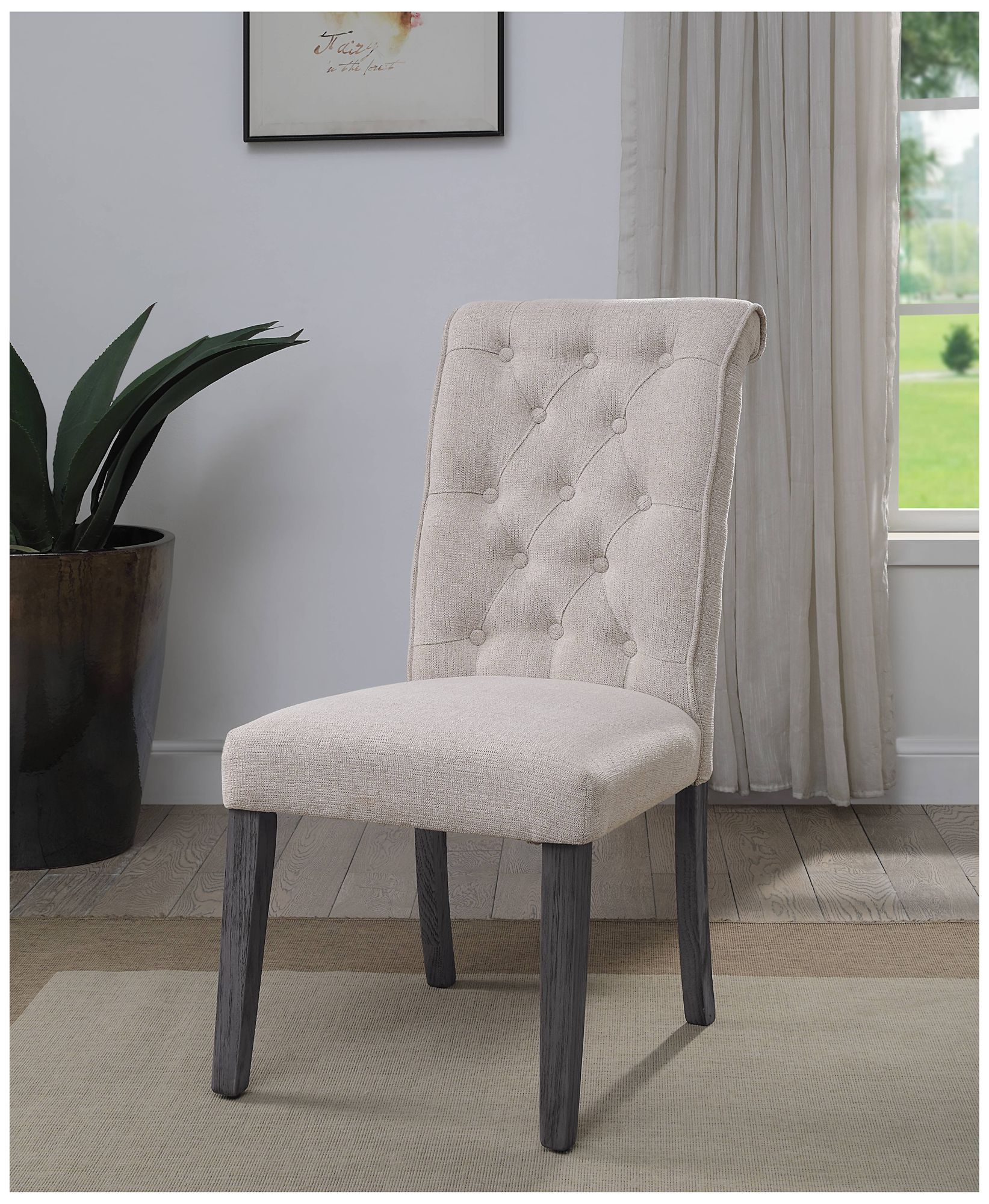 Acme Furniture Yabeina Linen Button Tufted Side Chairs (Set of 2)