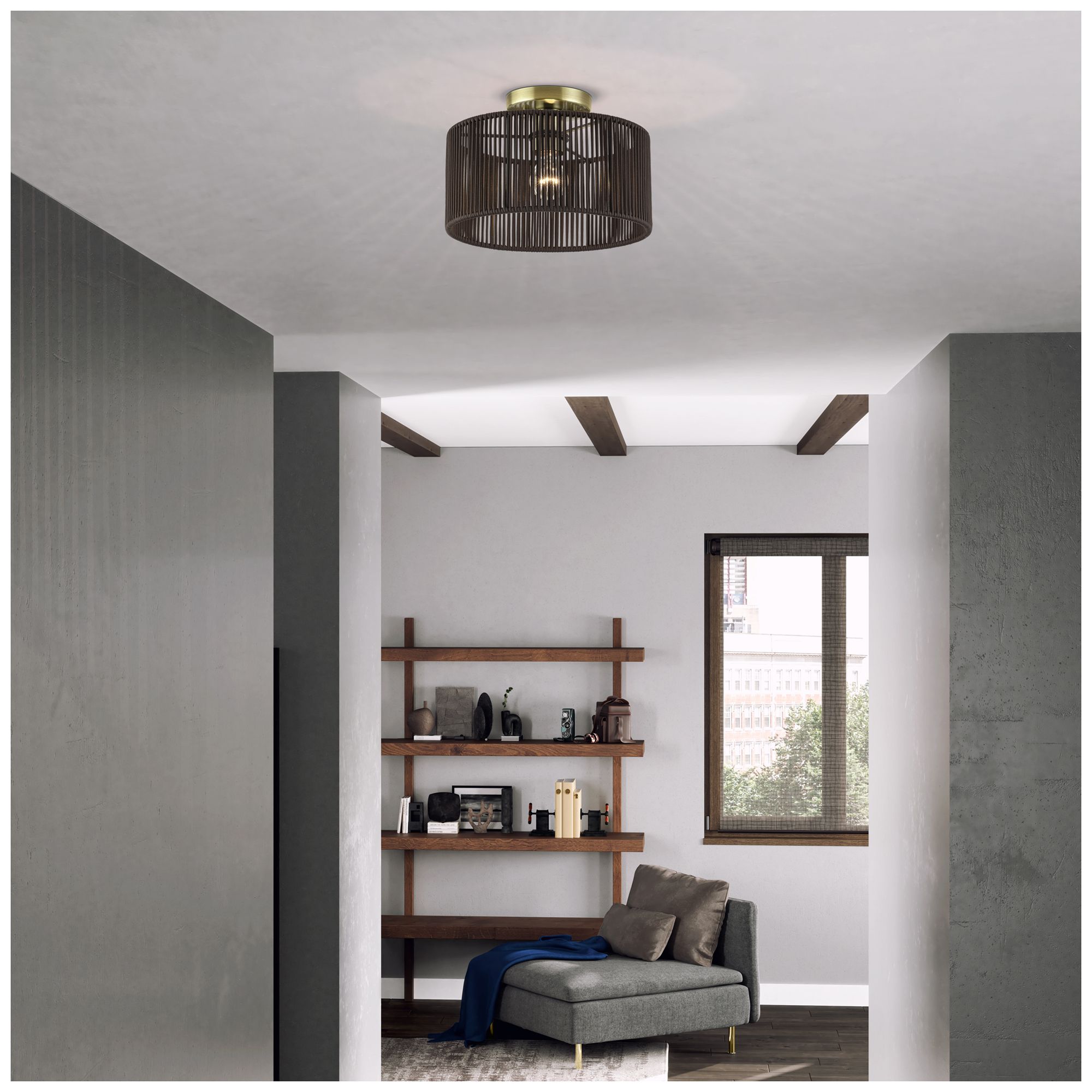 Acordia 1 Light Antique Brass Medium Semi-Flush