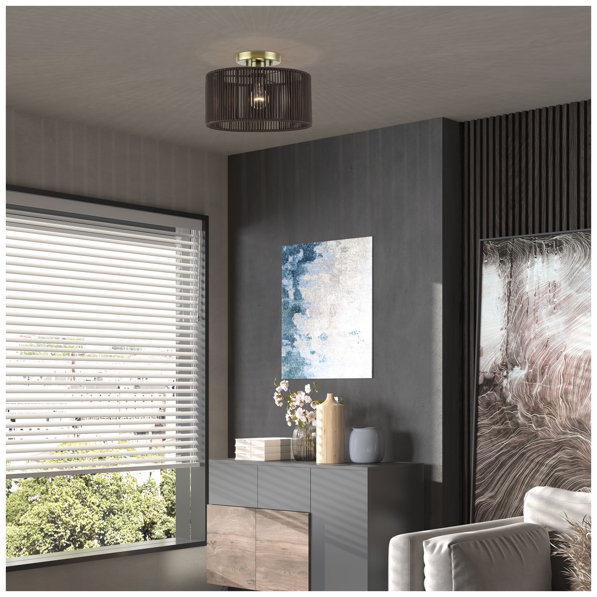 Acordia 1 Light Antique Brass Medium Semi-Flush