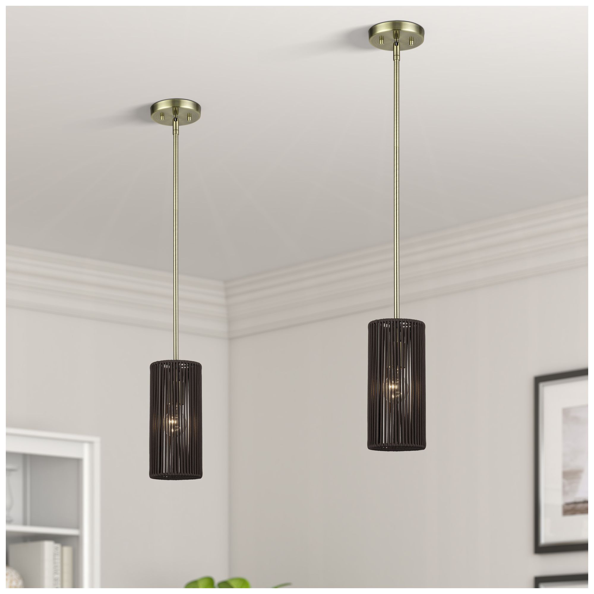 Acordia 1 Light Antique Brass Mini Pendant