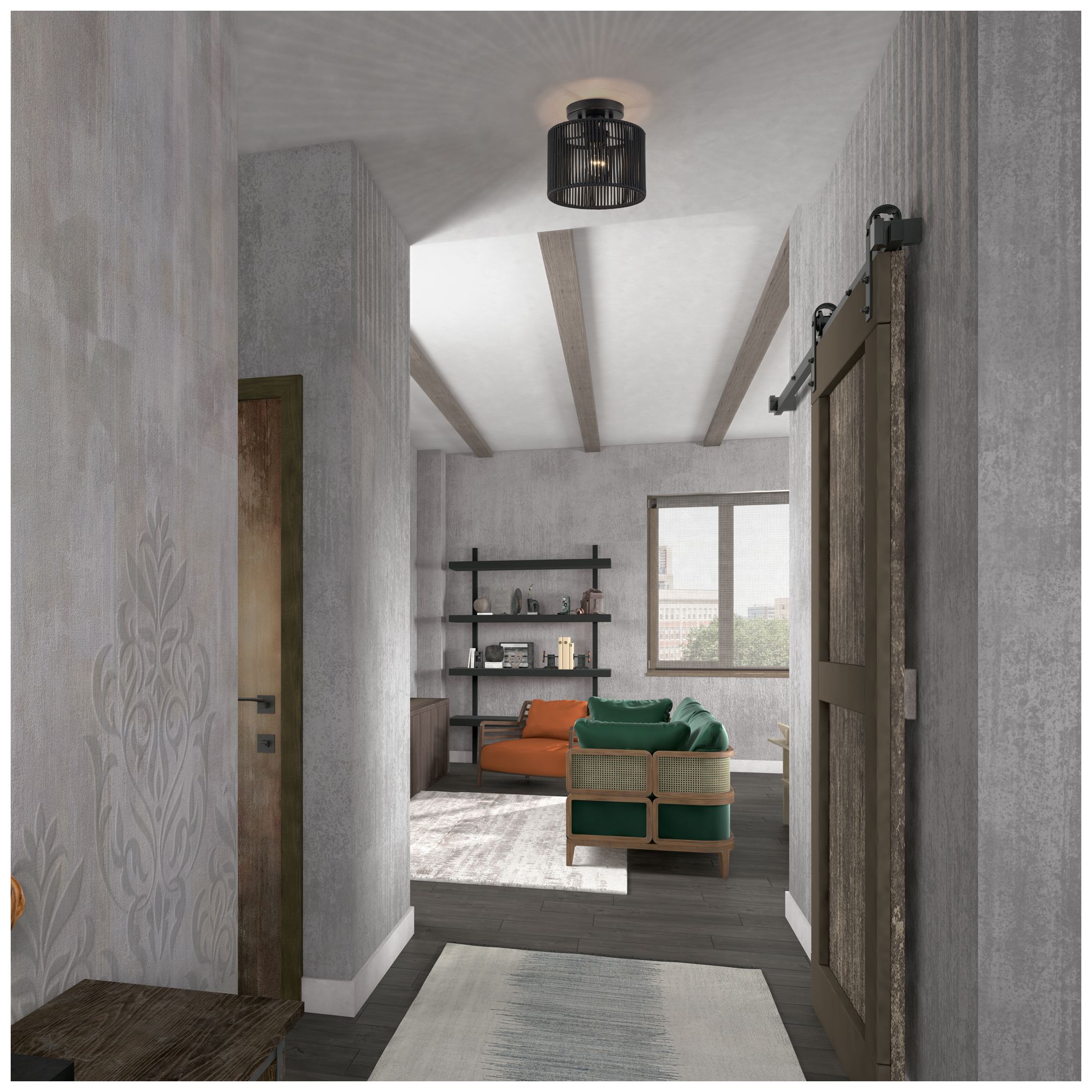 Acordia 1 Light Black Small Semi-Flush