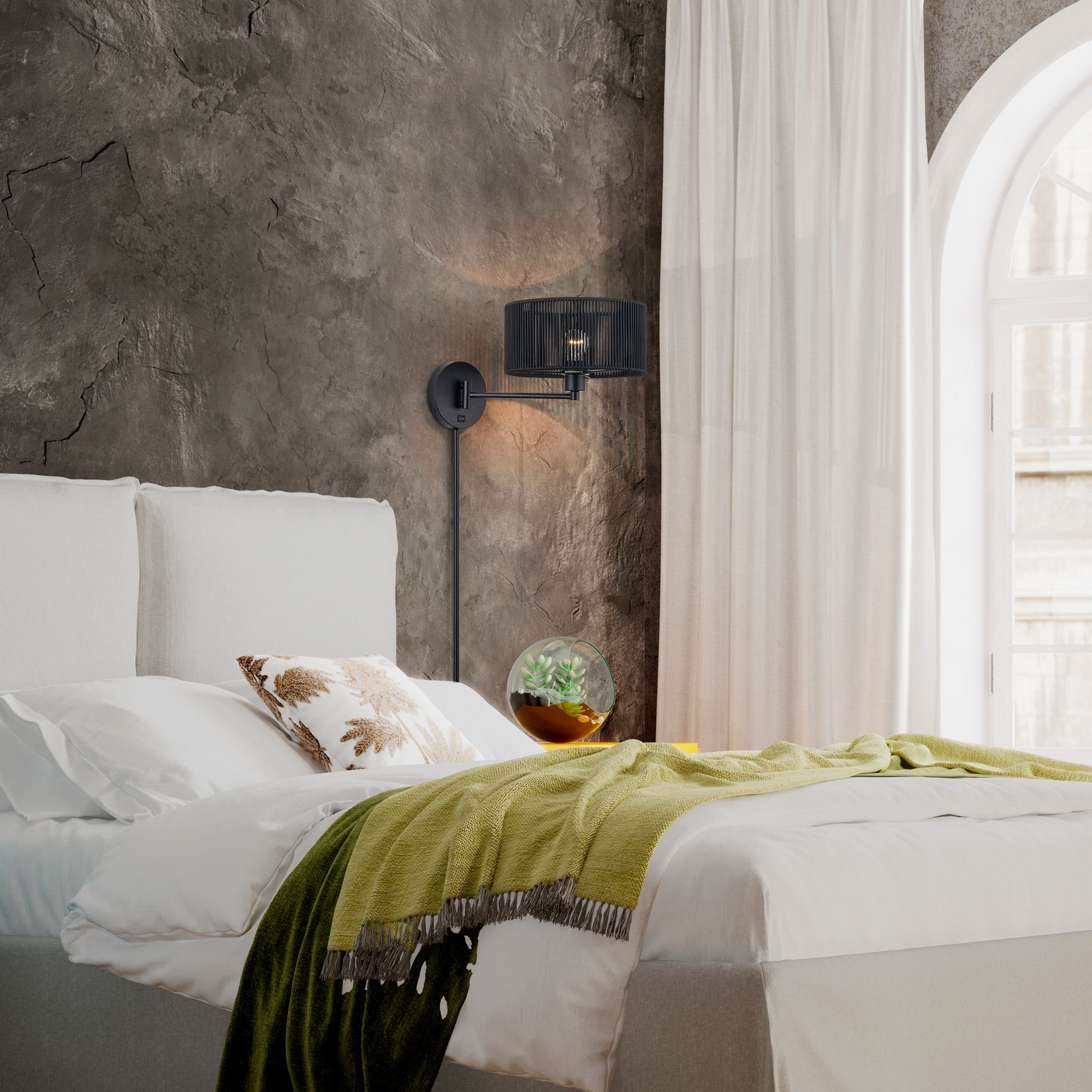 Acordia 1 Light Black Swing Arm Wall Lamp