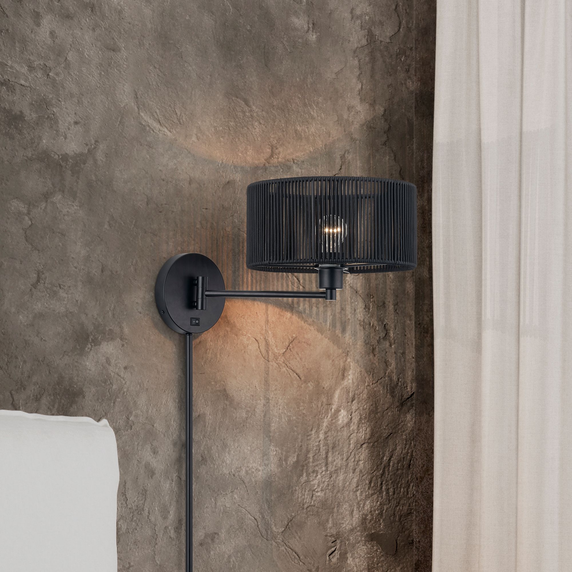 Acordia 1 Light Black Swing Arm Wall Lamp