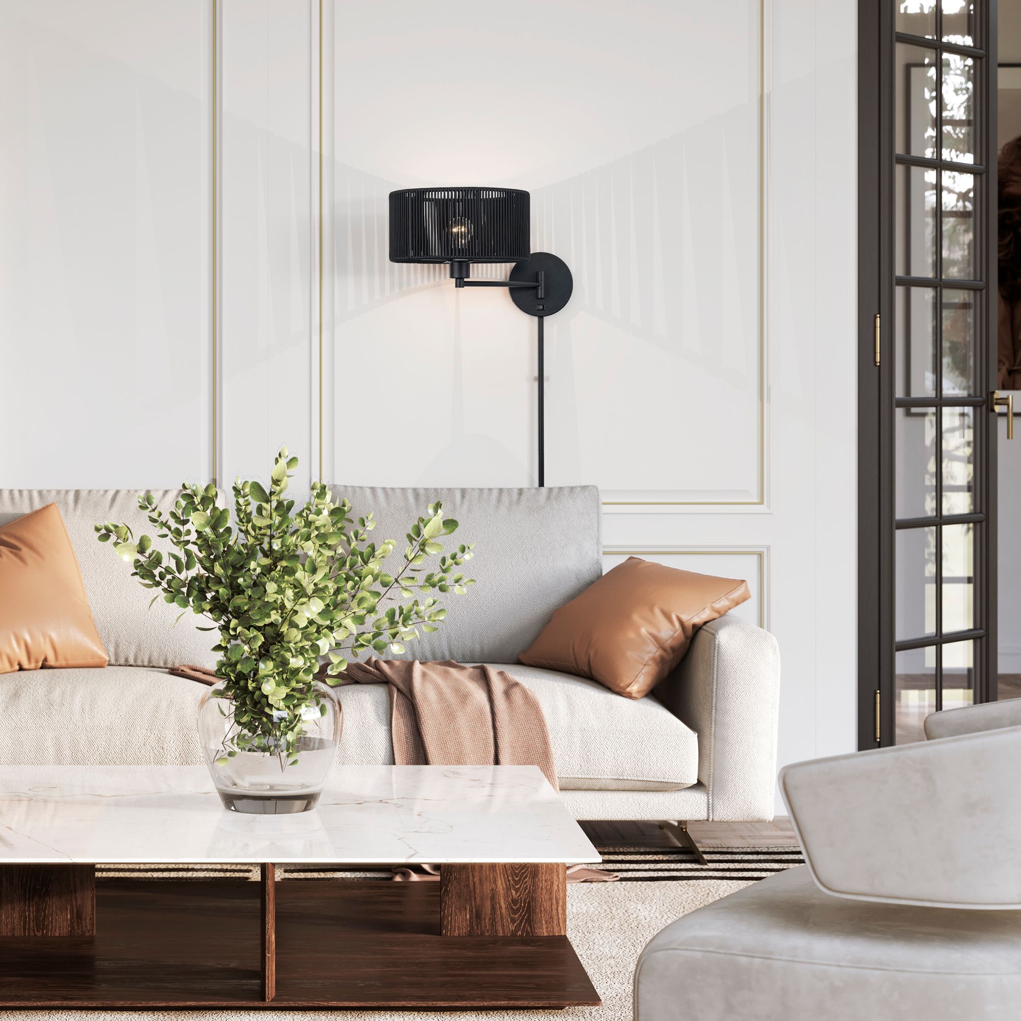 Acordia 1 Light Black Swing Arm Wall Lamp