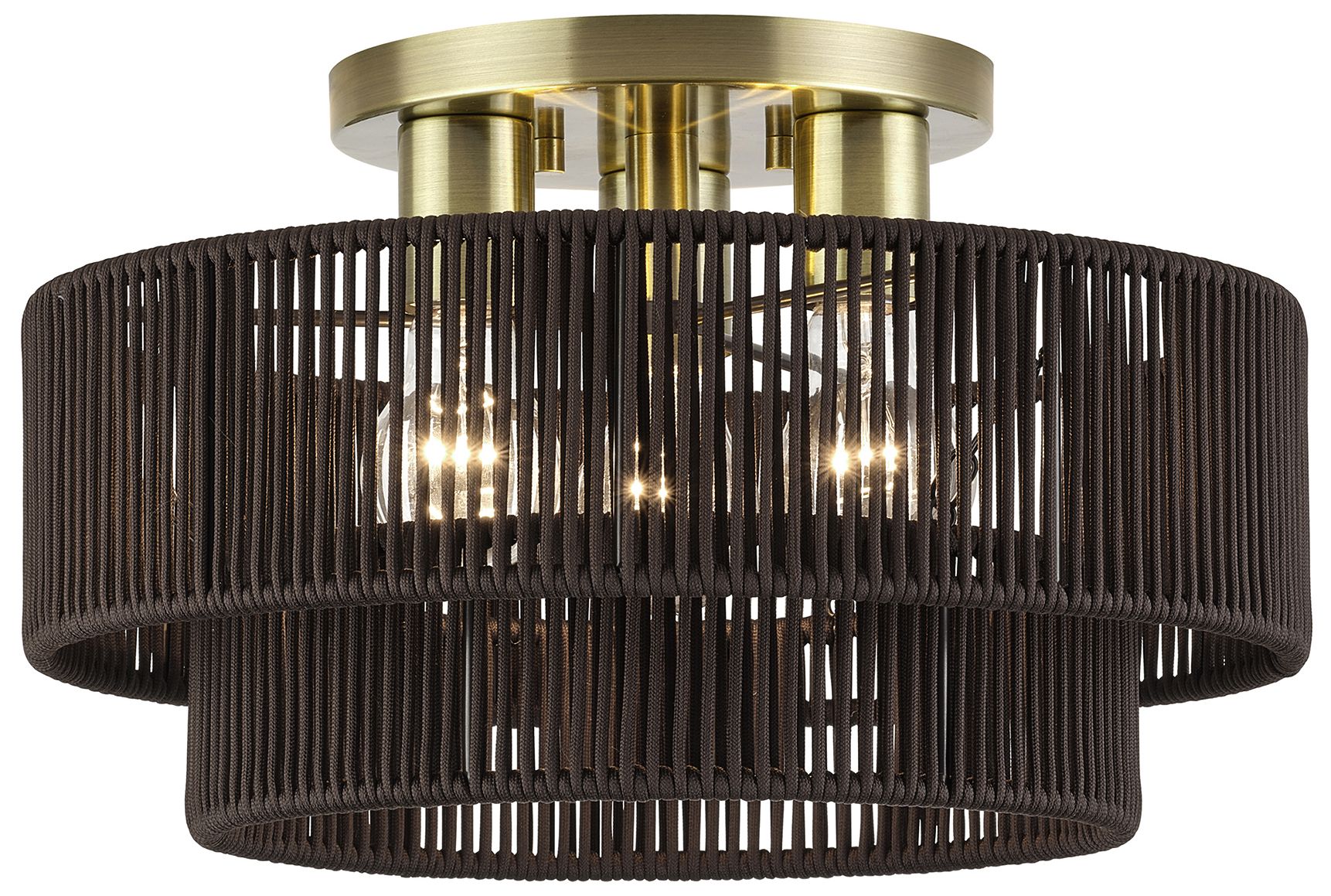 Acordia 3 Light Antique Brass Large Semi-Flush