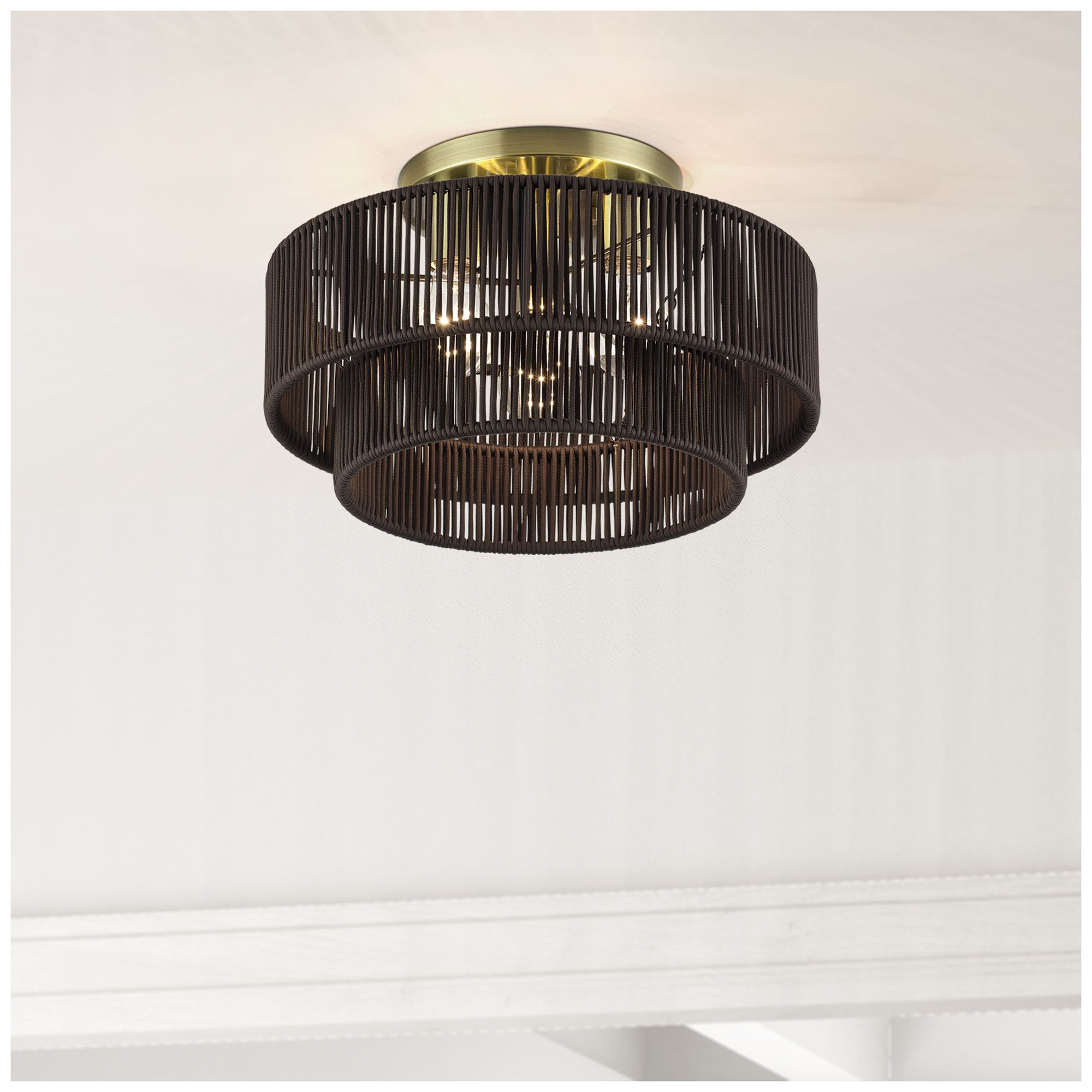 Acordia 3 Light Antique Brass Large Semi-Flush