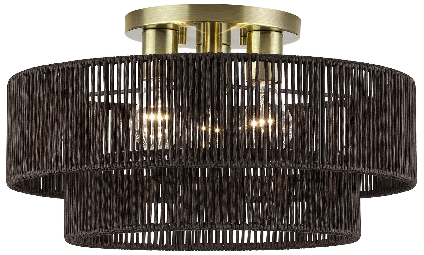 Image 2 Acordia 3 Light Antique Brass Large Semi-Flush