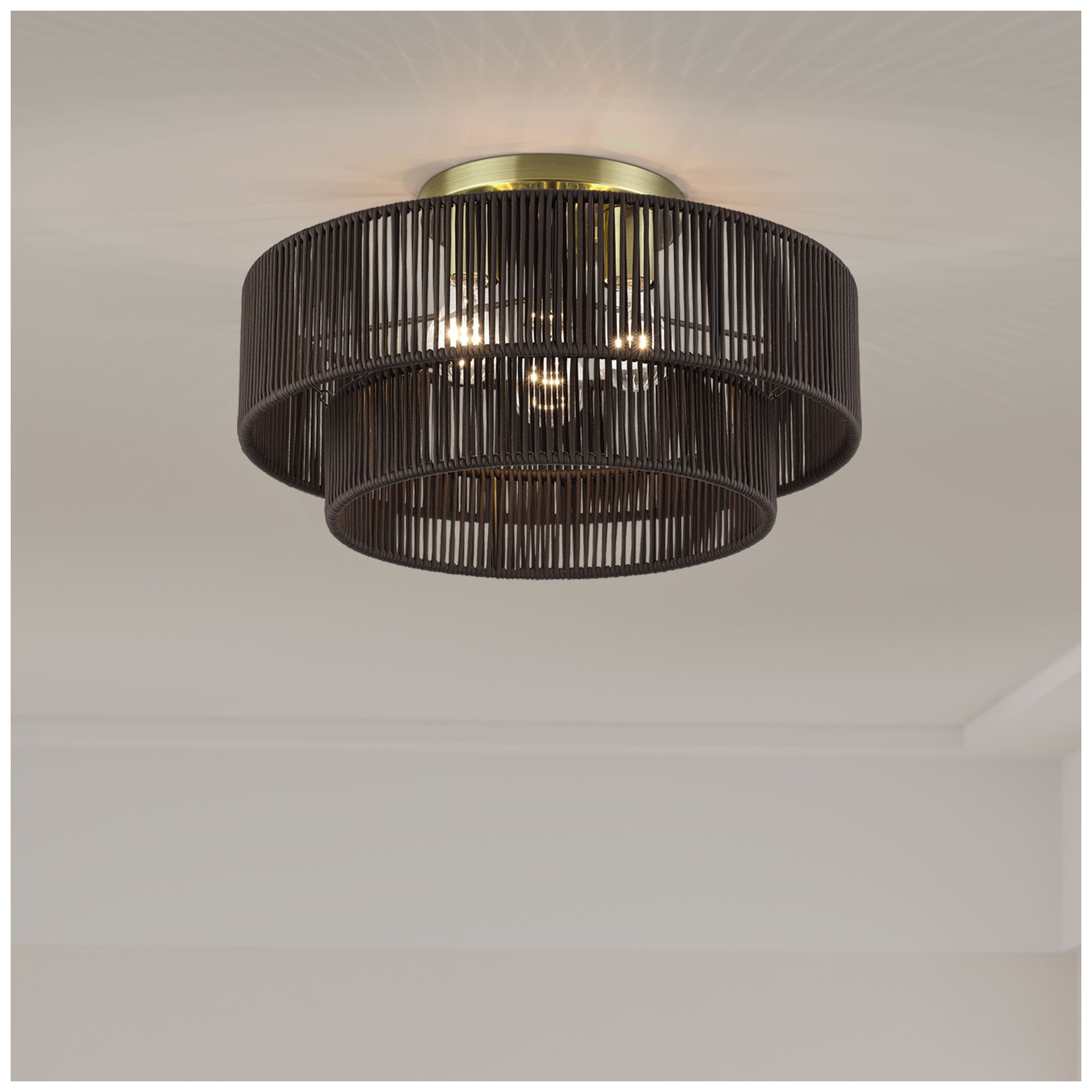 Acordia 3 Light Antique Brass Large Semi-Flush