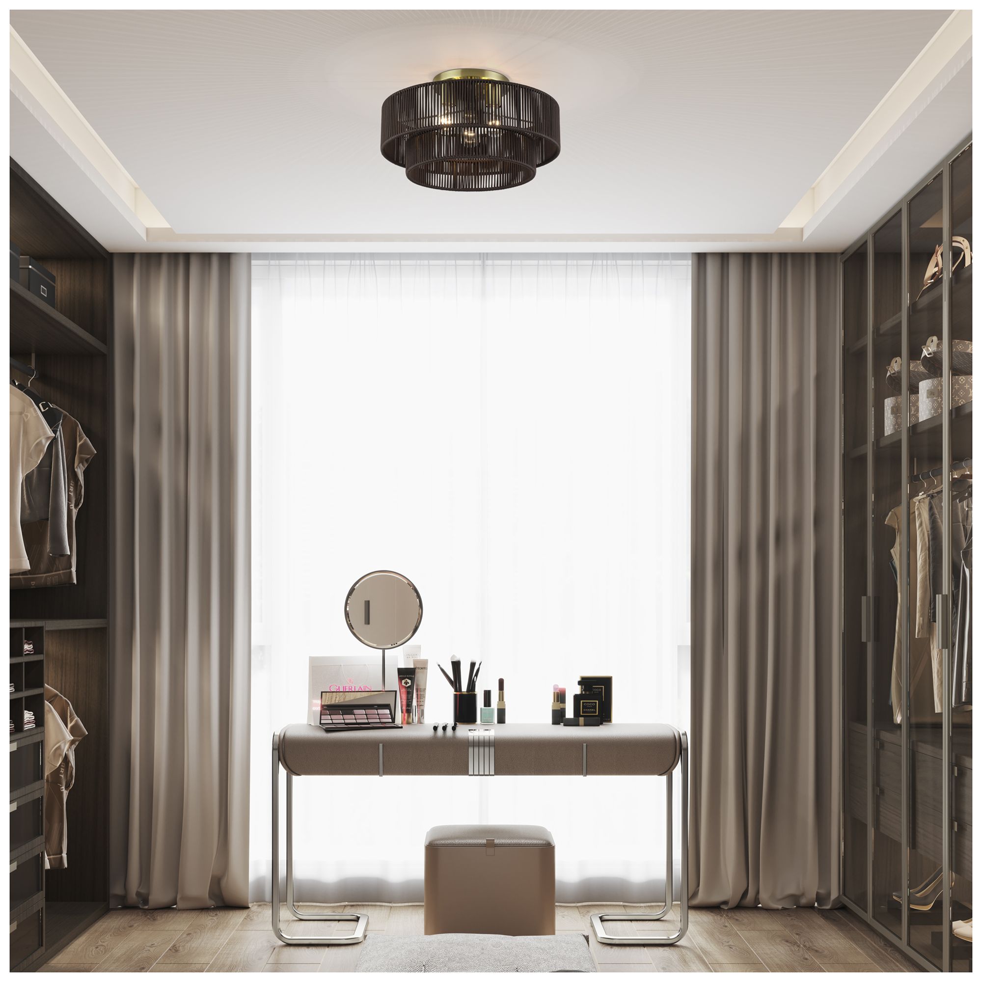 Acordia 3 Light Antique Brass Large Semi-Flush