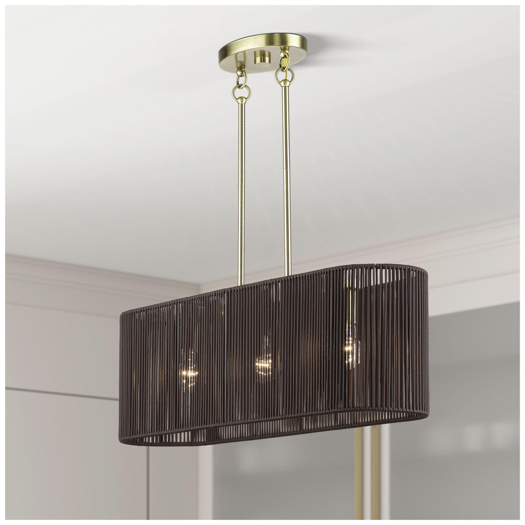 Acordia 3 Light Antique Brass Medium Linear Chandelier