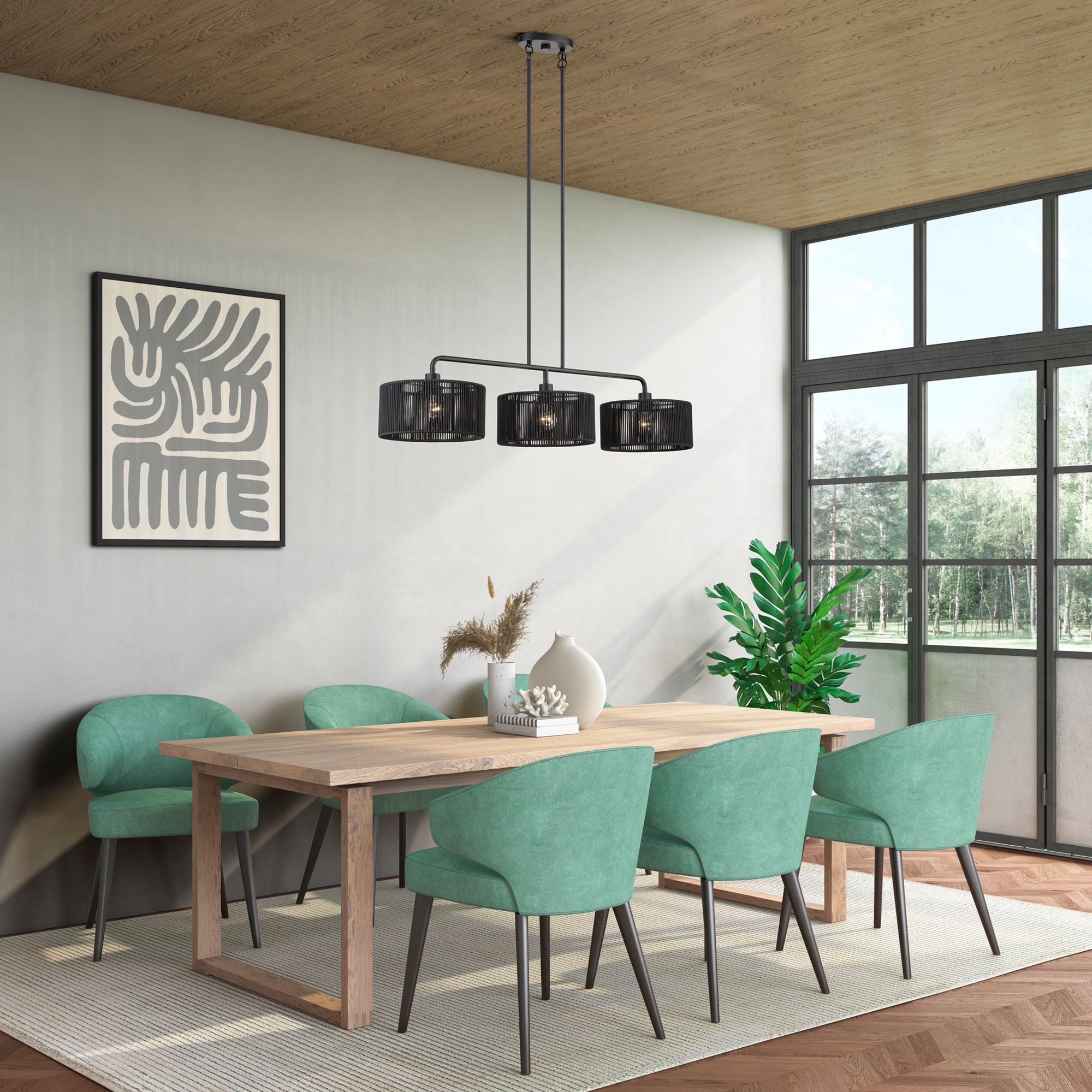 Acordia 3 Light Black Extra Large Linear Chandelier