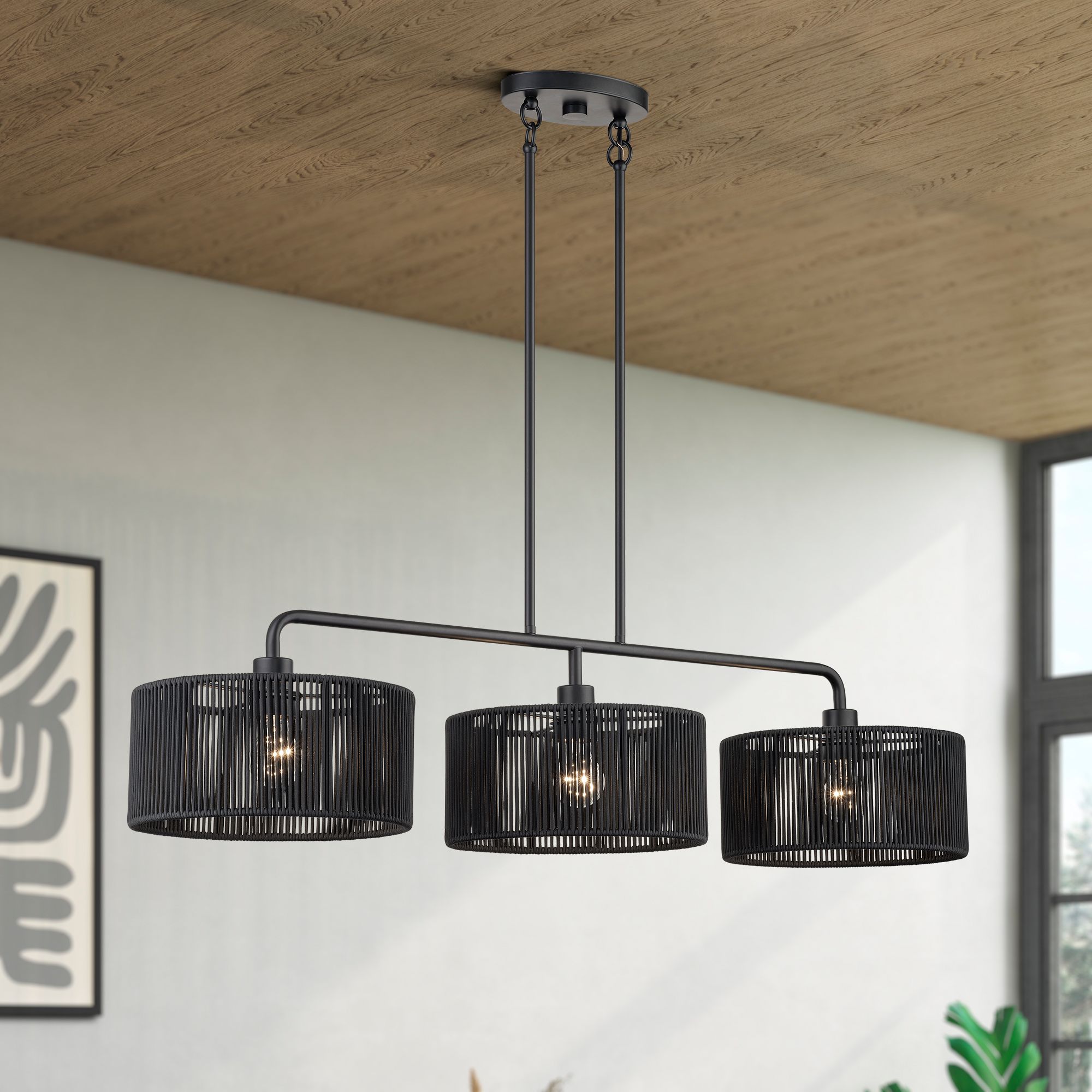 Acordia 3 Light Black Extra Large Linear Chandelier
