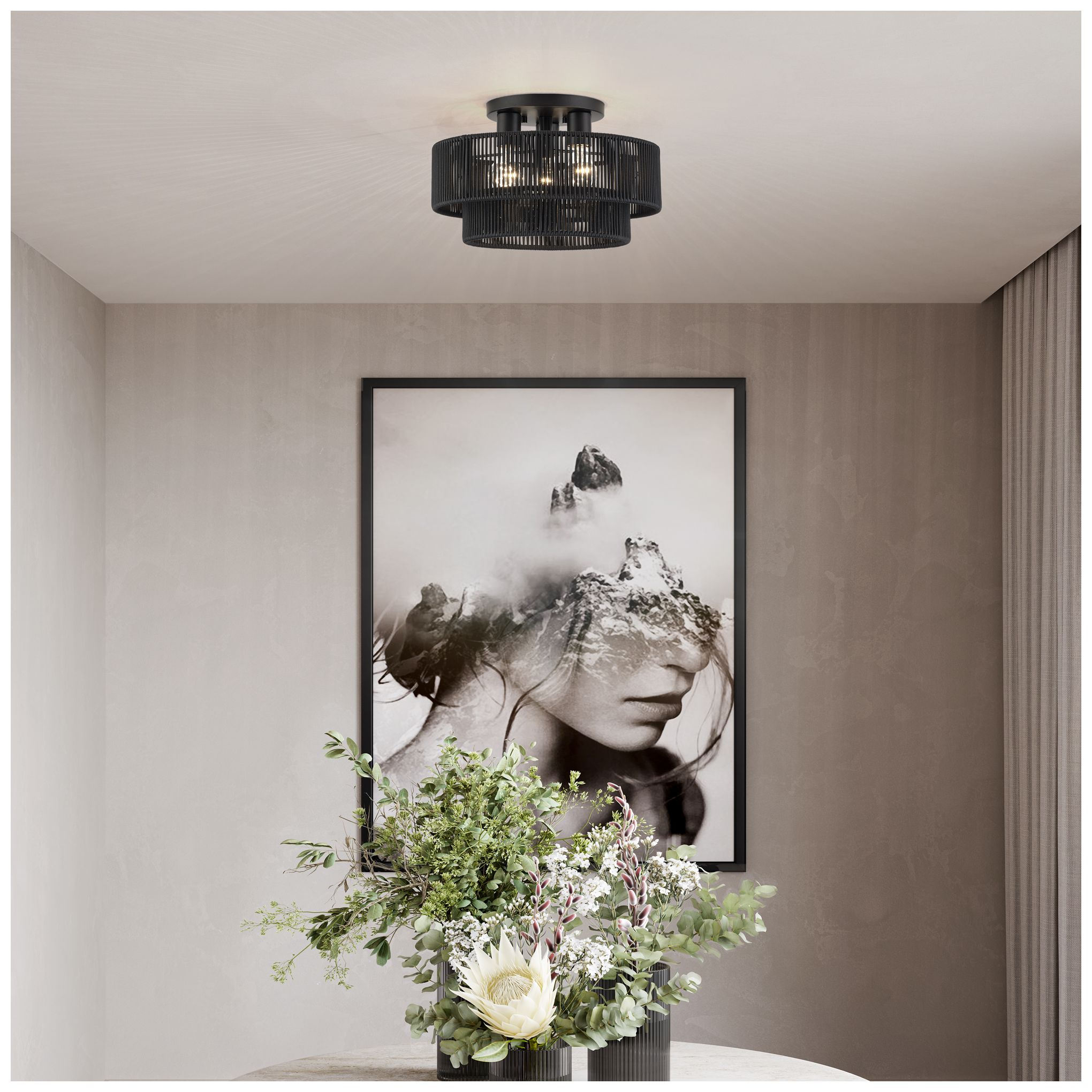 Acordia 3 Light Black Large Semi-Flush