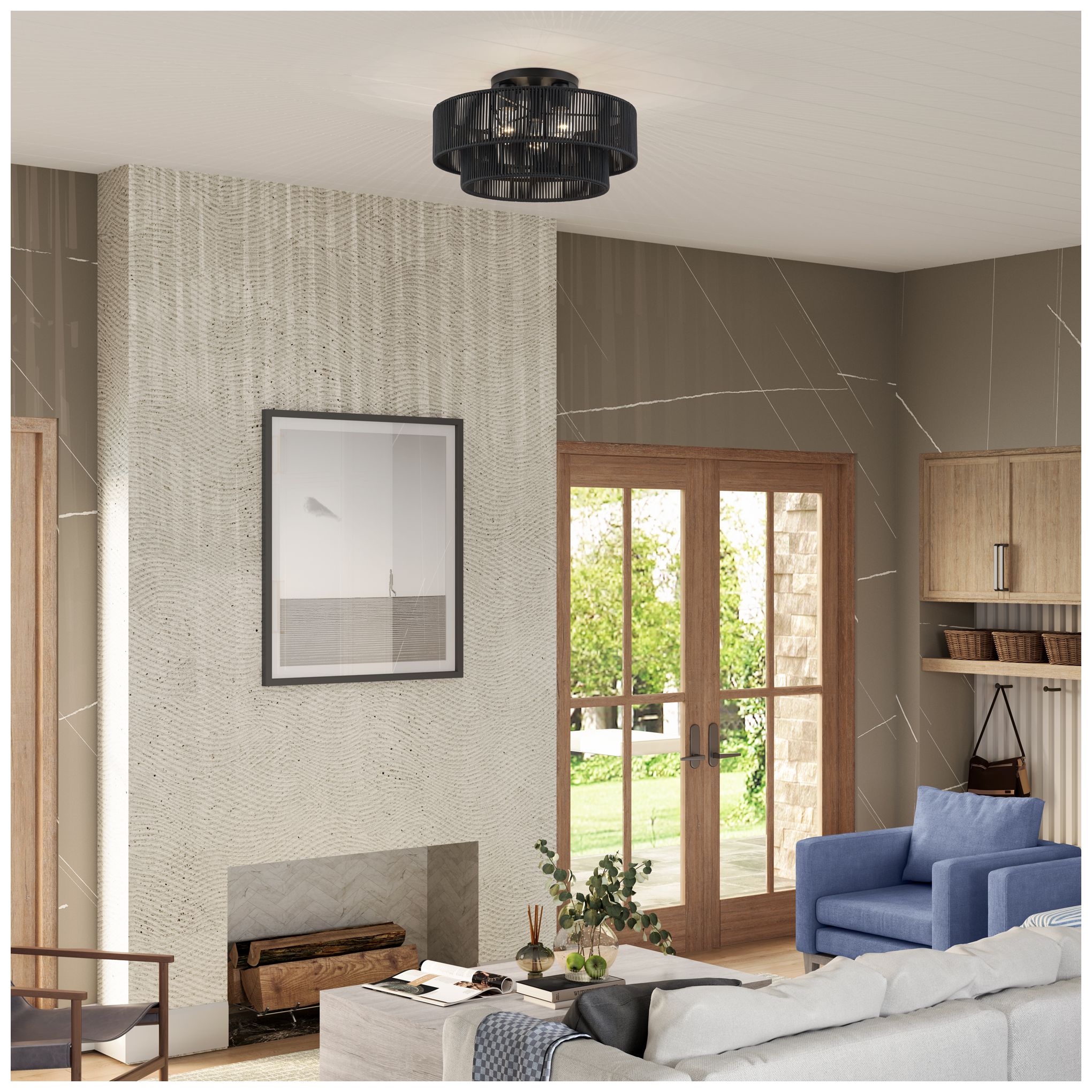 Acordia 3 Light Black Large Semi-Flush