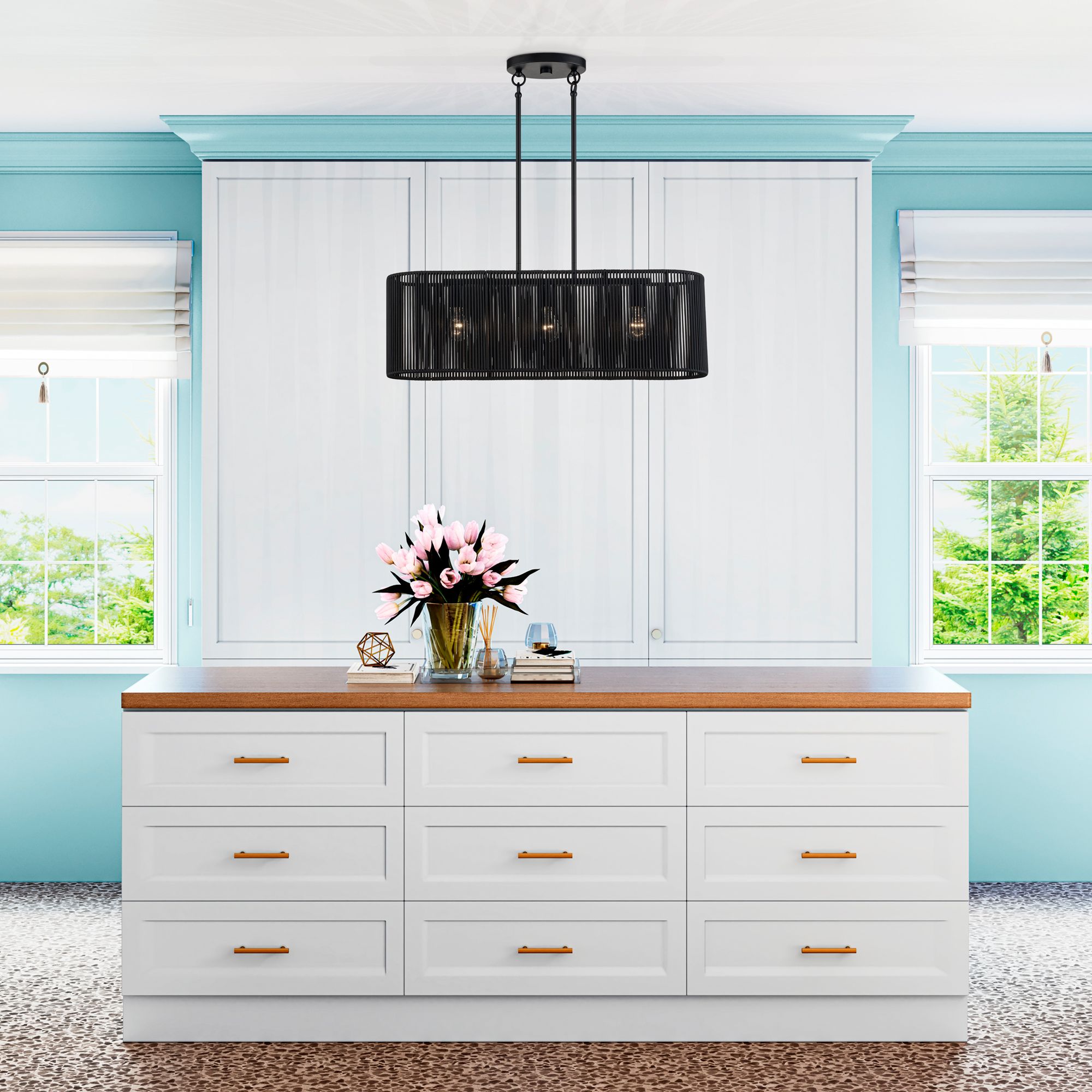 Acordia 3 Light Black Medium Linear Chandelier