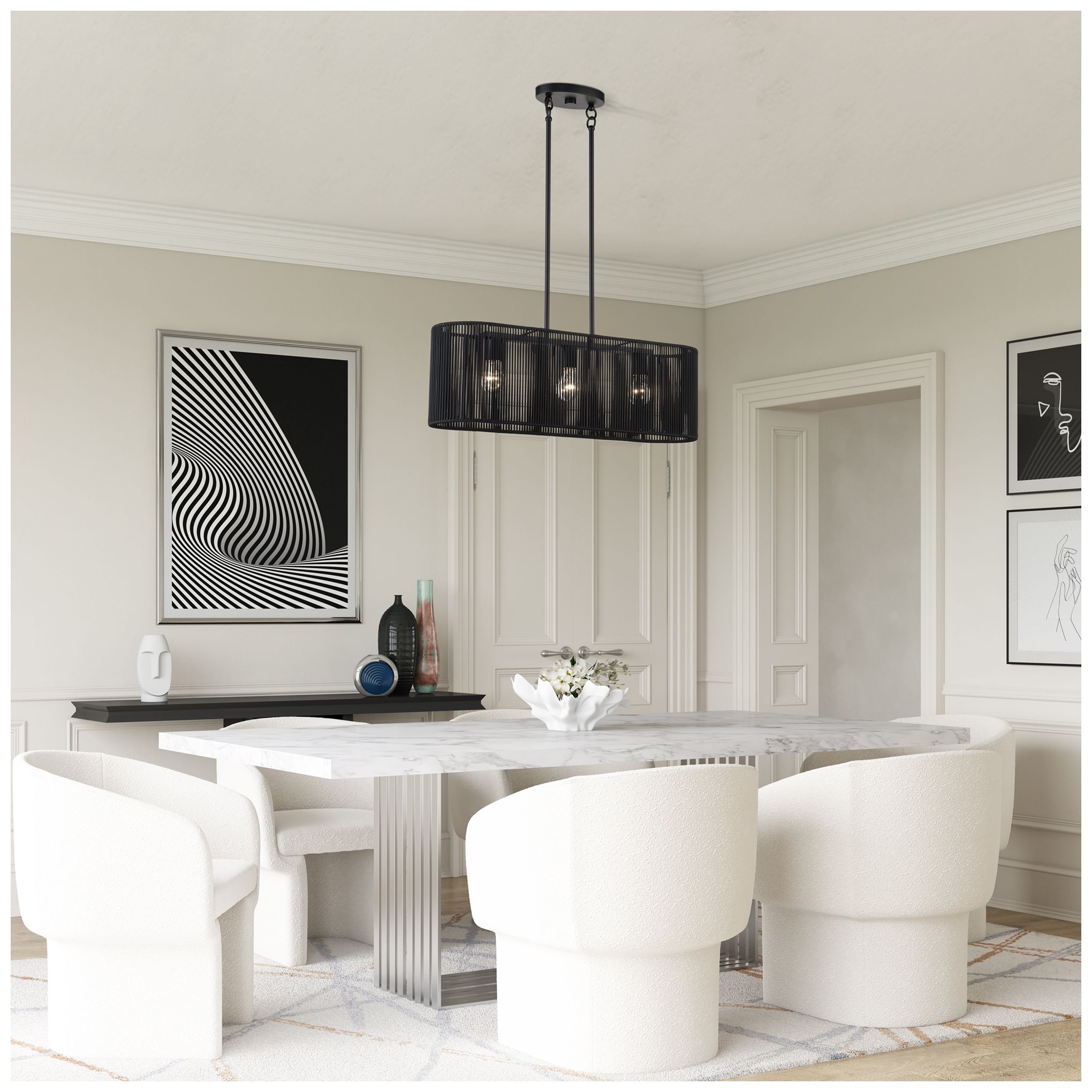 Acordia 3 Light Black Medium Linear Chandelier