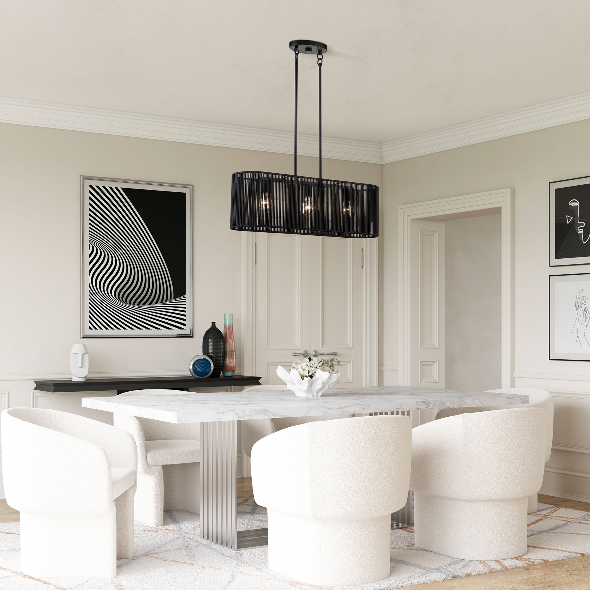 Acordia 3 Light Black Medium Linear Chandelier