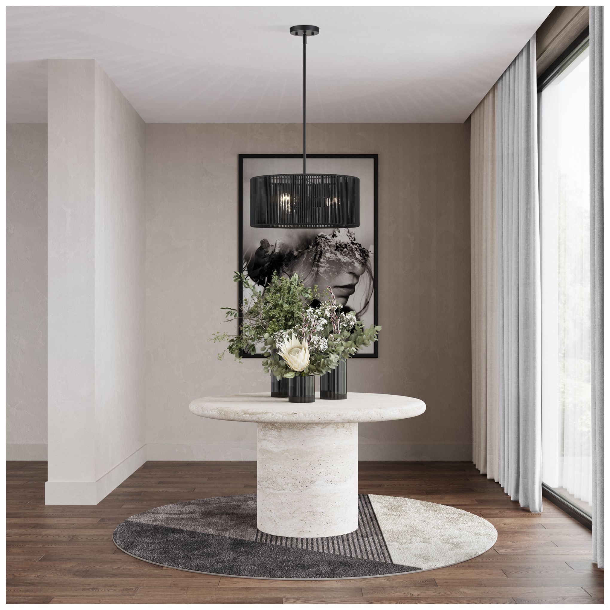 Acordia 3 Light Black Pendant Chandelier