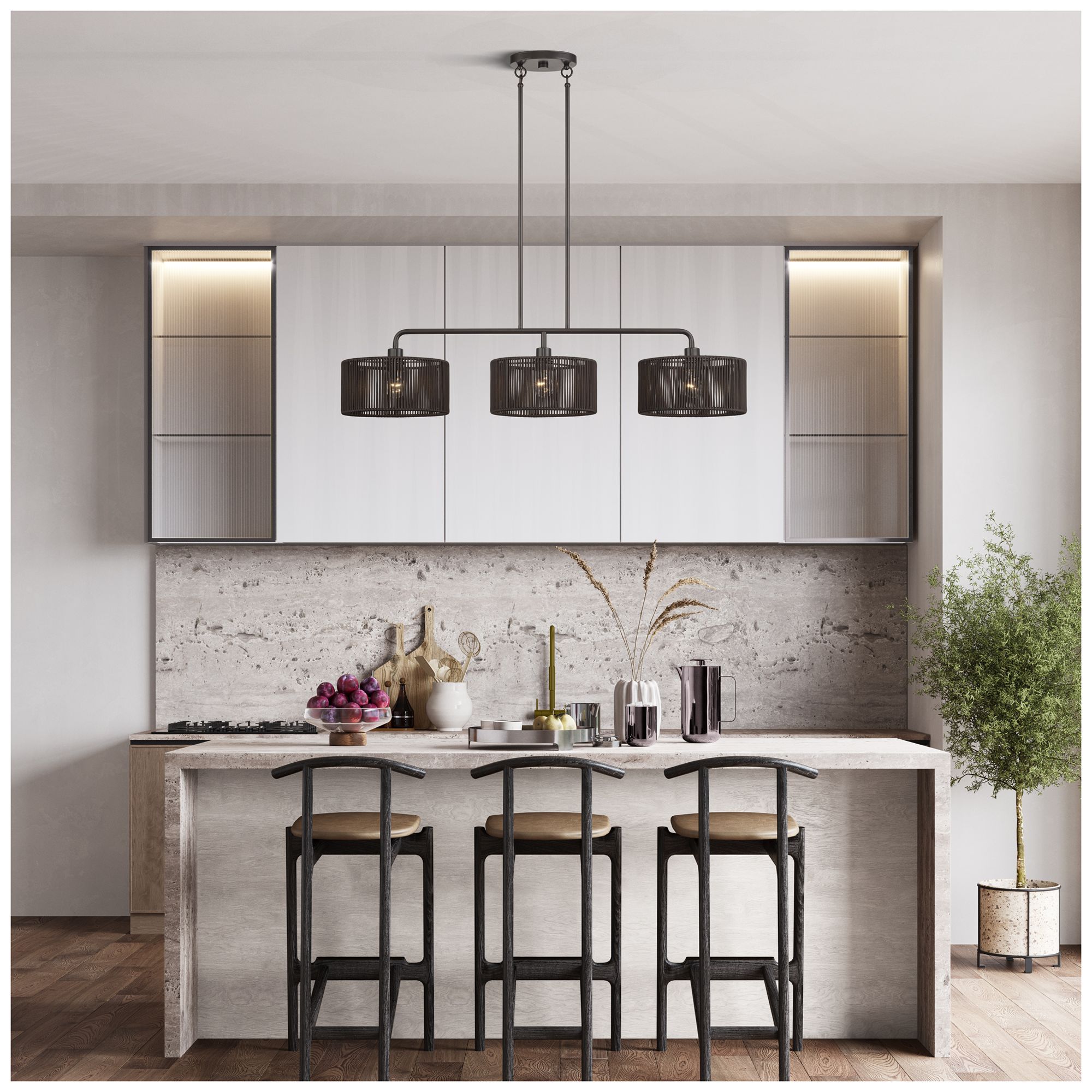 Acordia 3 Light English Bronze Extra Large Linear Chandelier