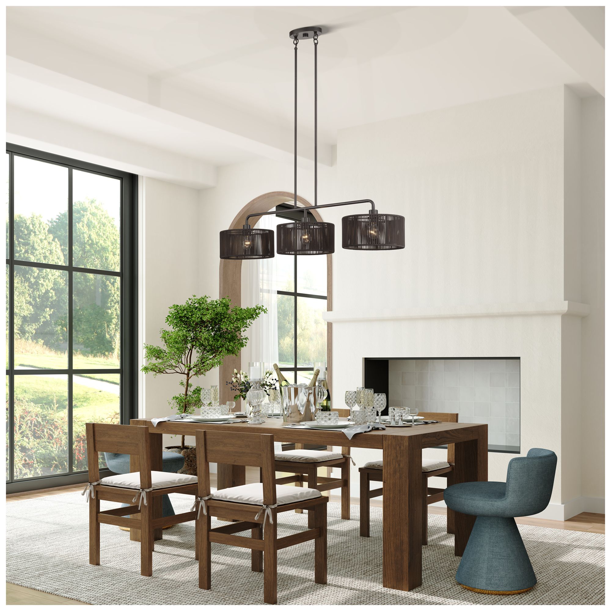 Acordia 3 Light English Bronze Extra Large Linear Chandelier