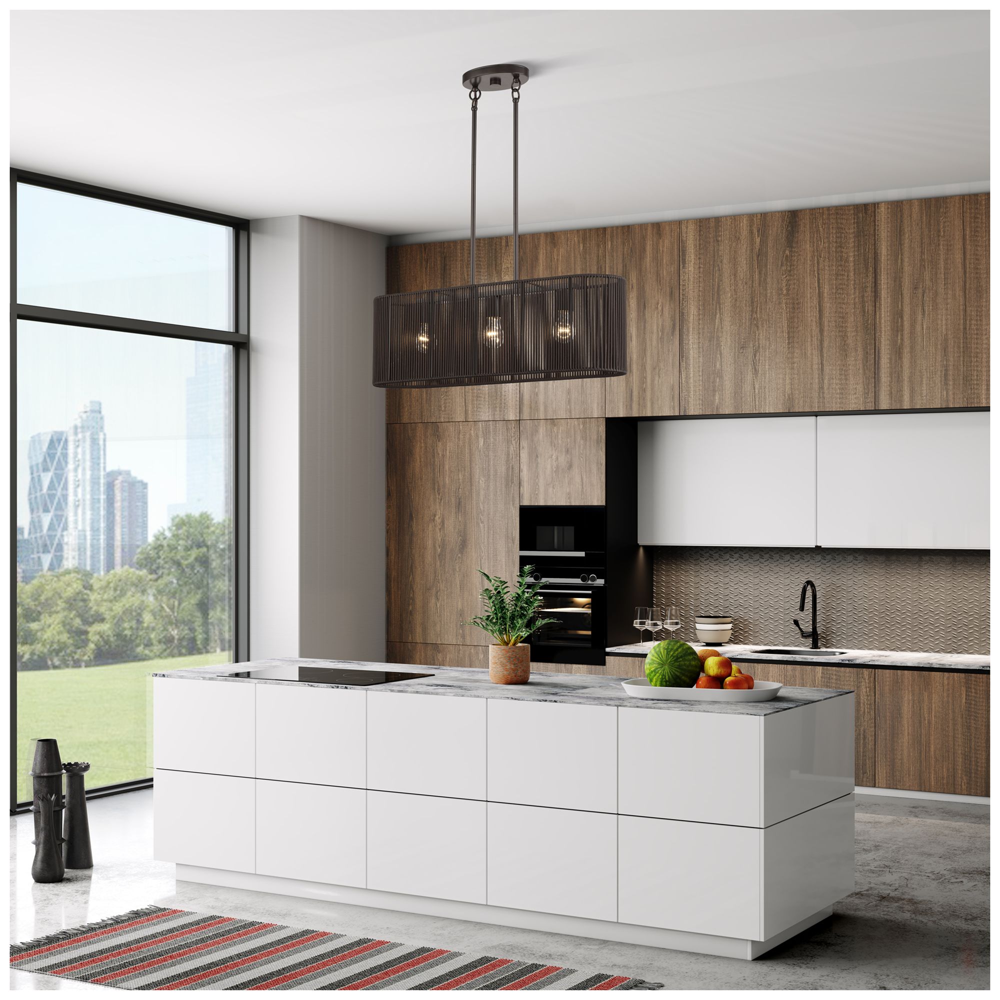 Acordia 3 Light English Bronze Medium Linear Chandelier