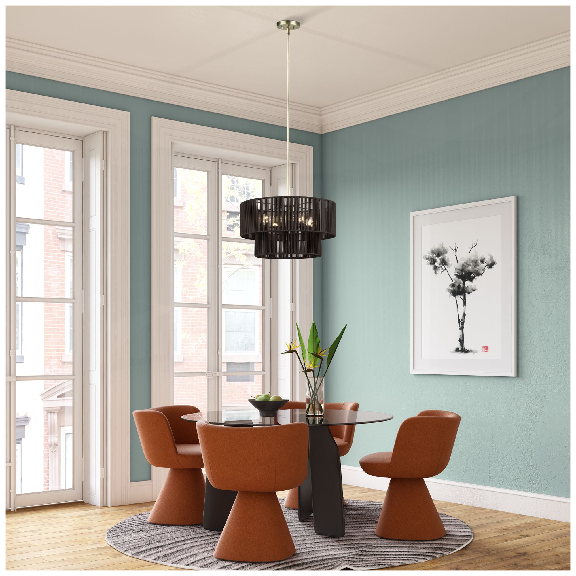 Acordia 4 Light Antique Brass Pendant Chandelier