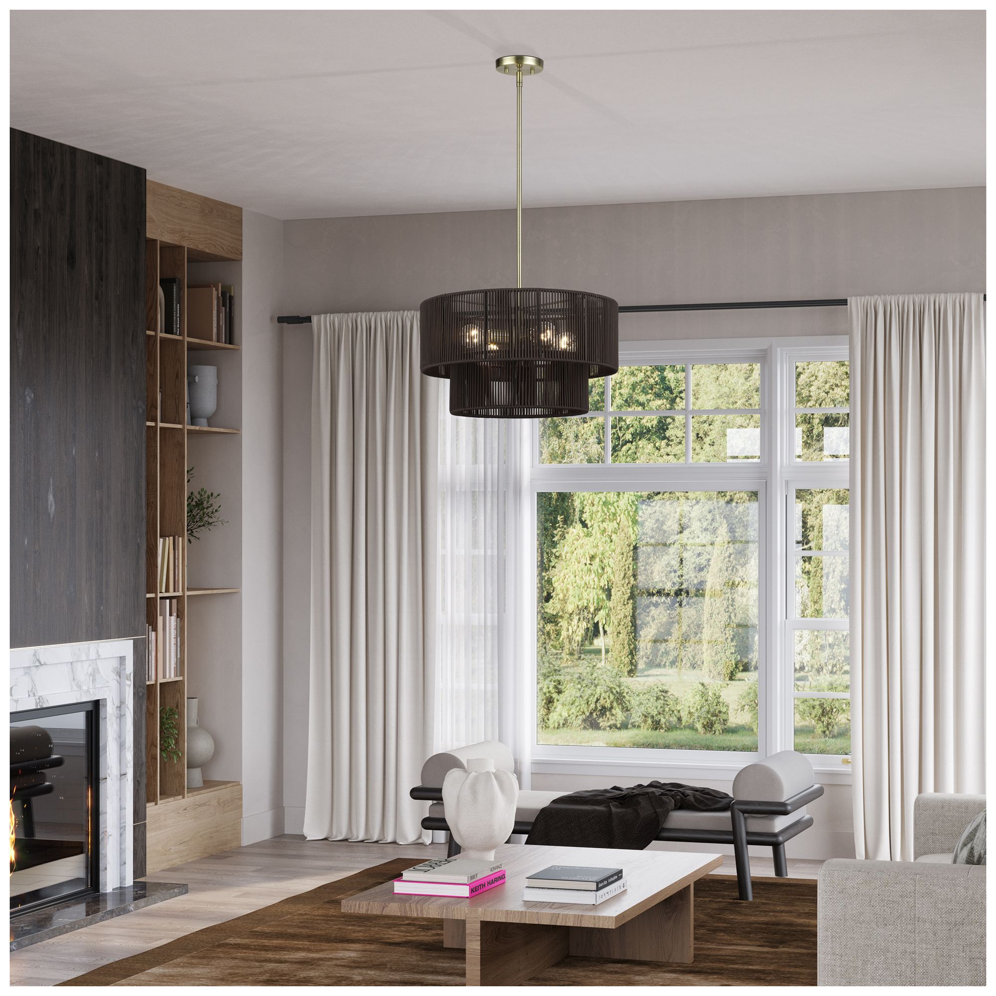 Acordia 4 Light Antique Brass Pendant Chandelier