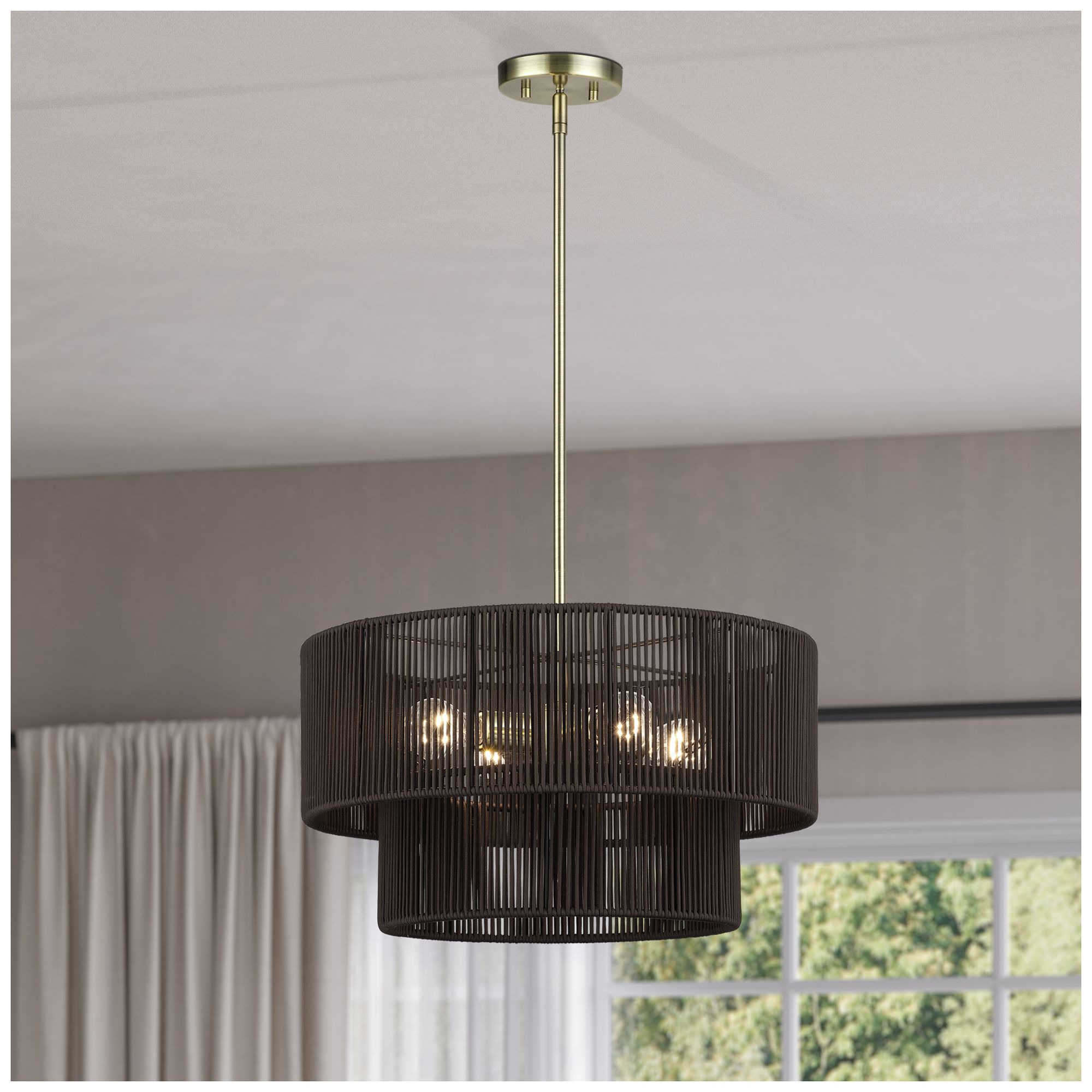 Acordia 4 Light Antique Brass Pendant Chandelier